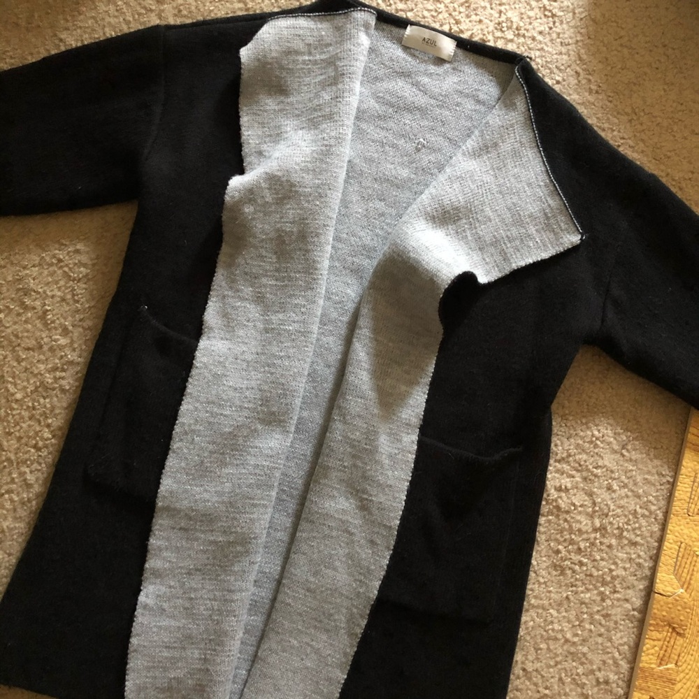 Azul by Moussy Black and Gray Open Front Cardigan